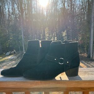 Essex Lane Black Suede Heeled Ankle Boots | Size 9 1/2